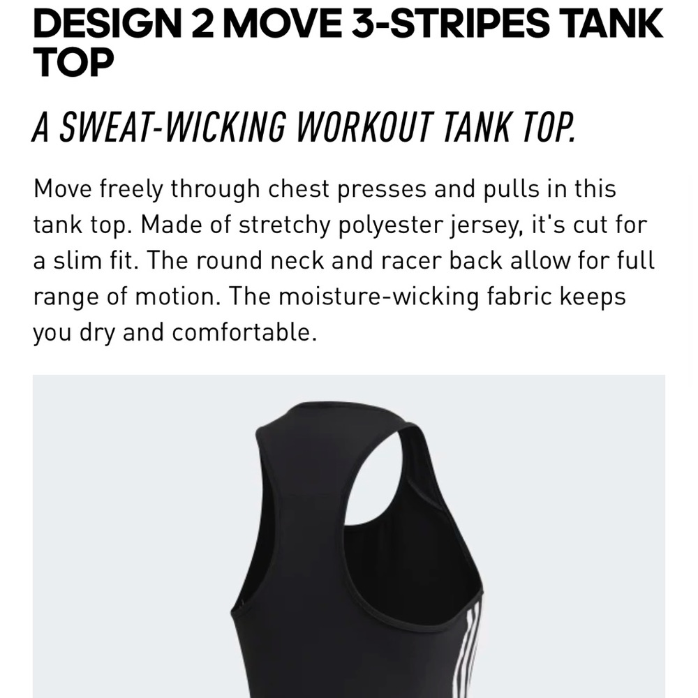 Adidas Women’s Design 2 Move 3-Stripes Racerback Tank Top Size Small - Picture 3 of 8